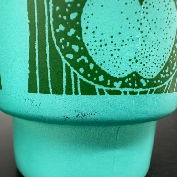 Vintage Milk Glass Mugs Hazel Atlas Teal Green Stacking Fruit Cherry Pear Apple - Picture 11 of 12